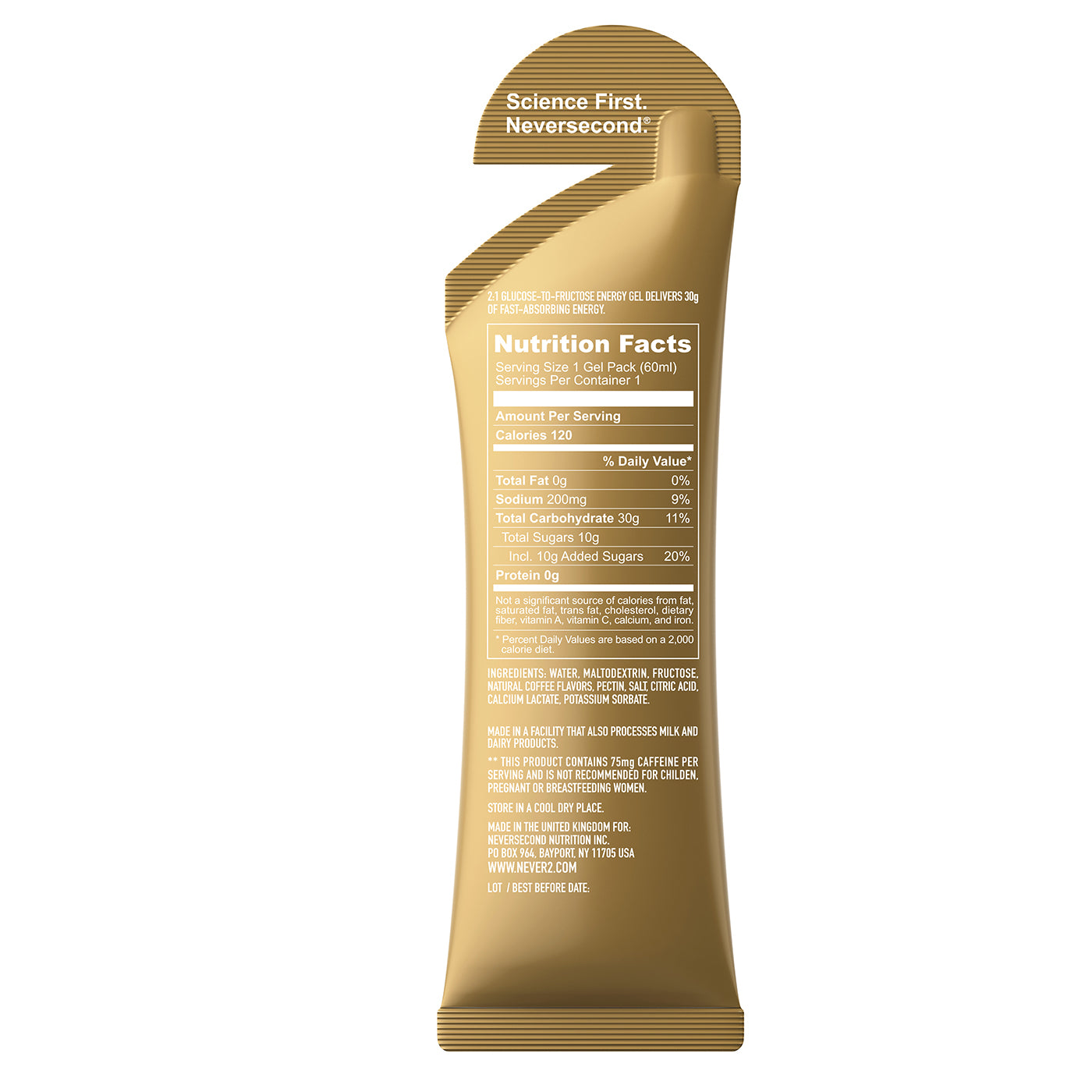 Gel Energético Neversecond C30 Espresso + Cafeína